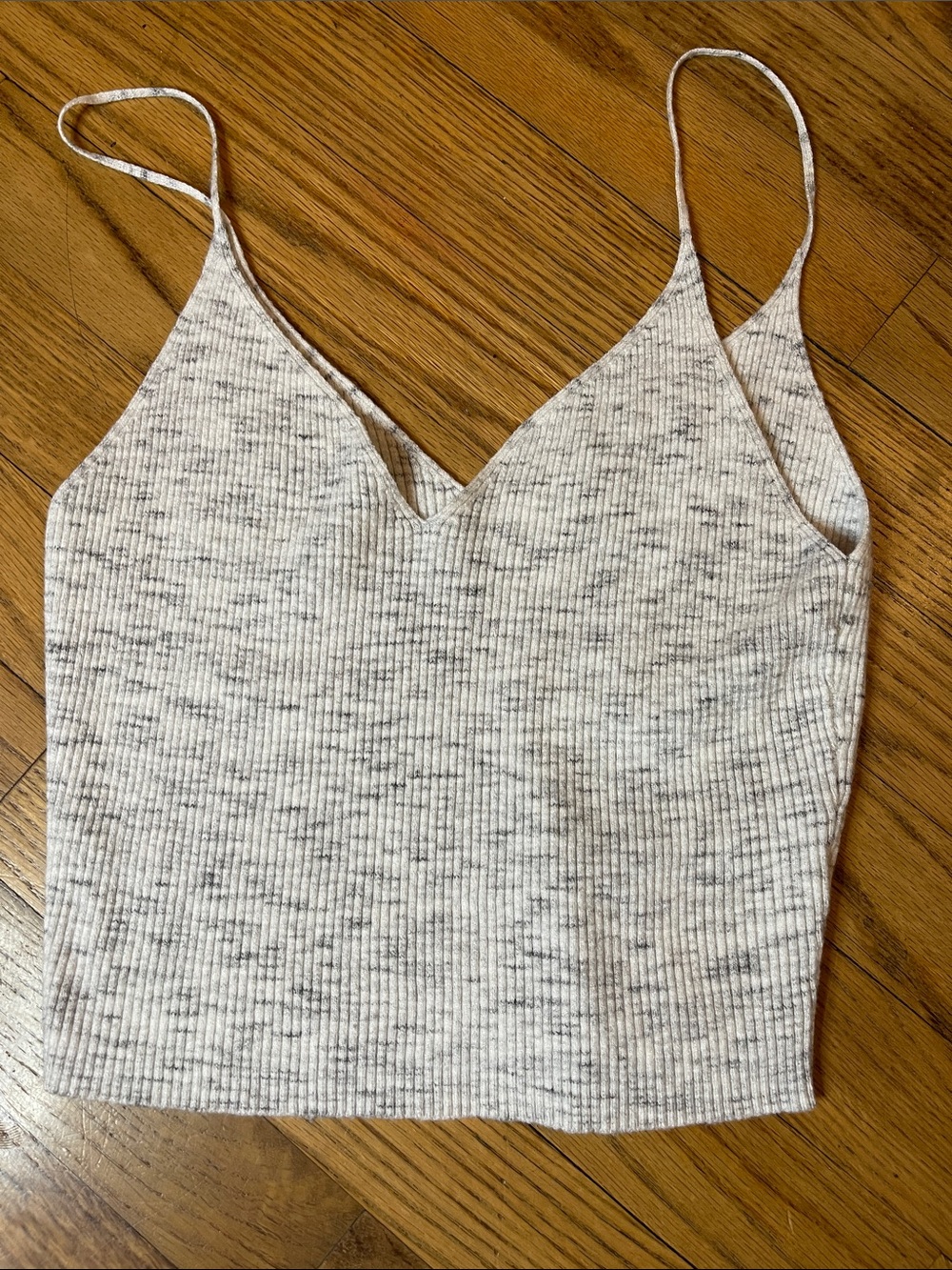 La Hearts Cream Speckled Ribbed V-Neck Cami